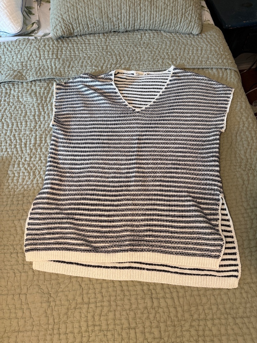 Bay Knit Cover Up in Black/White Stripe - M